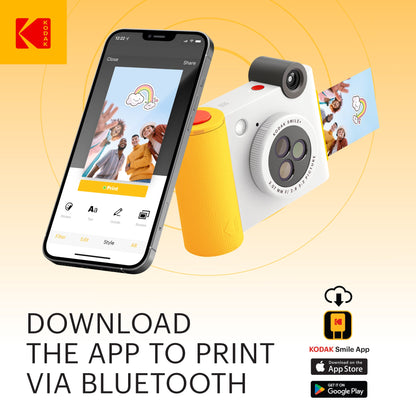 Kodak Smile+ 2-in-1 Instant Print Camera and Bluetooth Photo Printer, 10MP - White