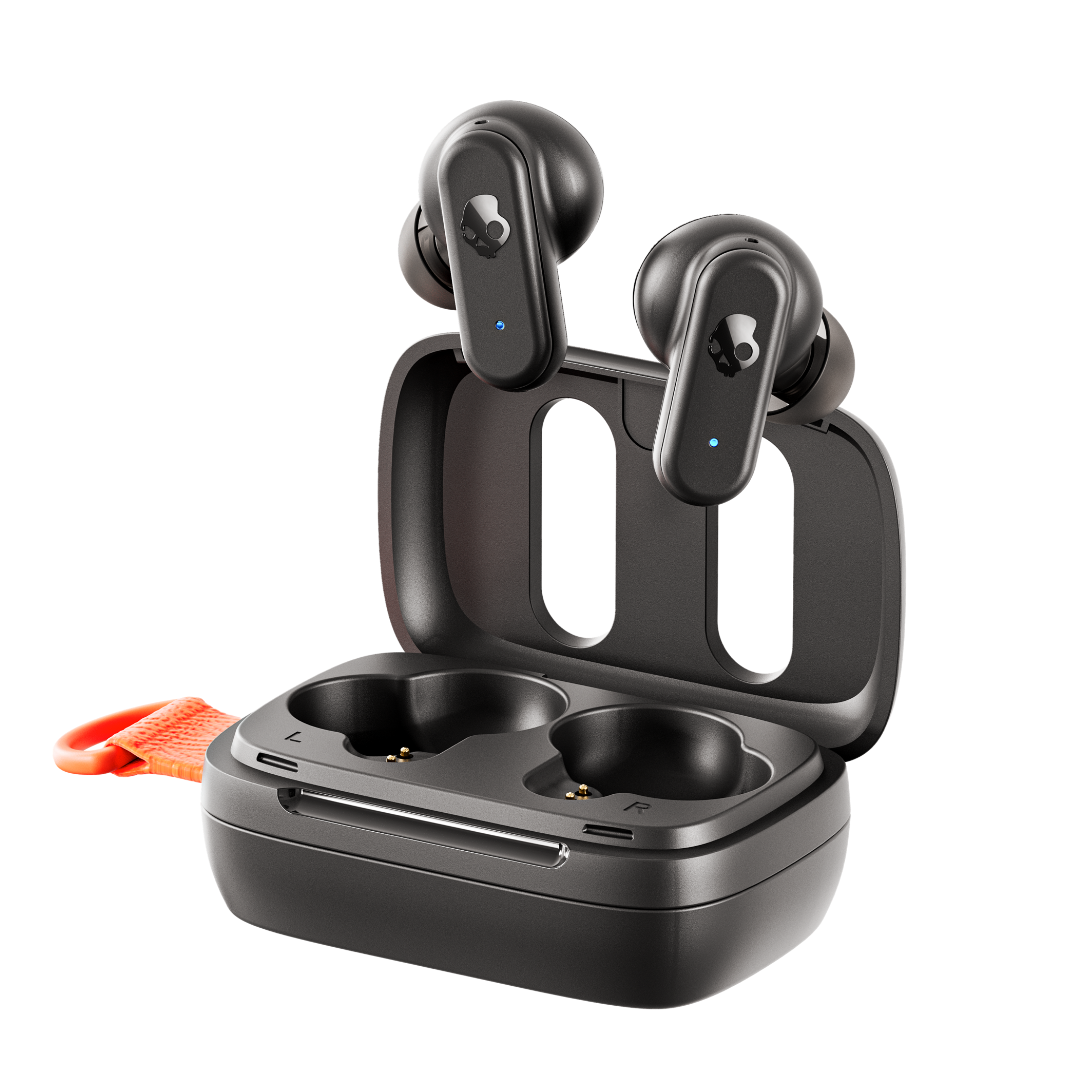 Skullcandy Dime 3 Wireless Earbuds, Bluetooth Headphones, Noise Isolating Fit, Up to 20 Hours Battery, Microphone for iPhone Android, Easy Carry with Integrated Lanyard - Realtree APX Black/Orange