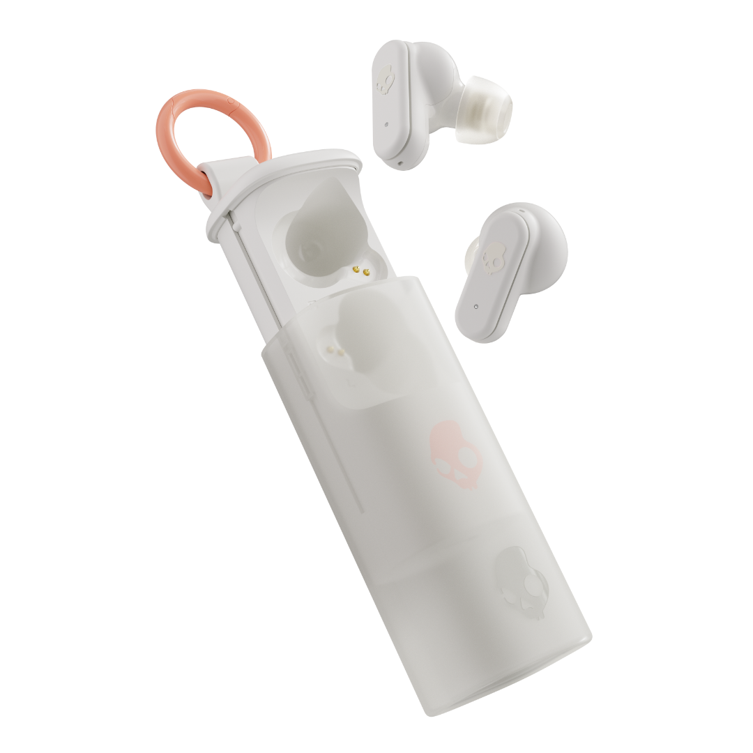 Skullcandy Dime Evo Wireless Earbuds, Bluetooth Headphones, Noise Isolating Fit, Up to 36 Hours Battery, Microphone for iPhone Android, Easy Carry with Clip-Anywhere Case - Bone