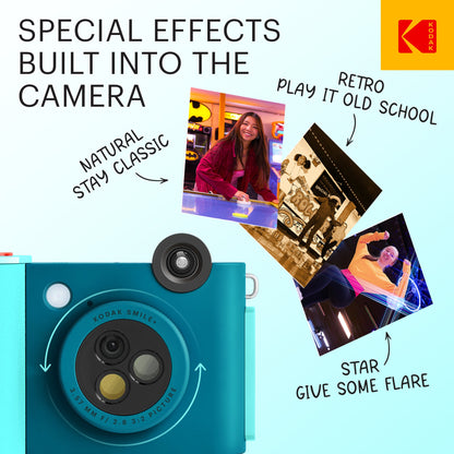 Kodak Smile+ 2-in-1 Instant Print Camera and Bluetooth Photo Printer, 10MP - Blue