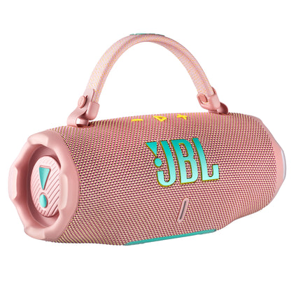 JBL Charge 6 - Portable Waterproof & Drop-Proof Bluetooth Speaker, Bold Pro Sound with AI Sound Boost, 28Hrs of Playtime, Built-in powerbank & Comes with a Sturdy/Removable Carrying Strap (Pink)
