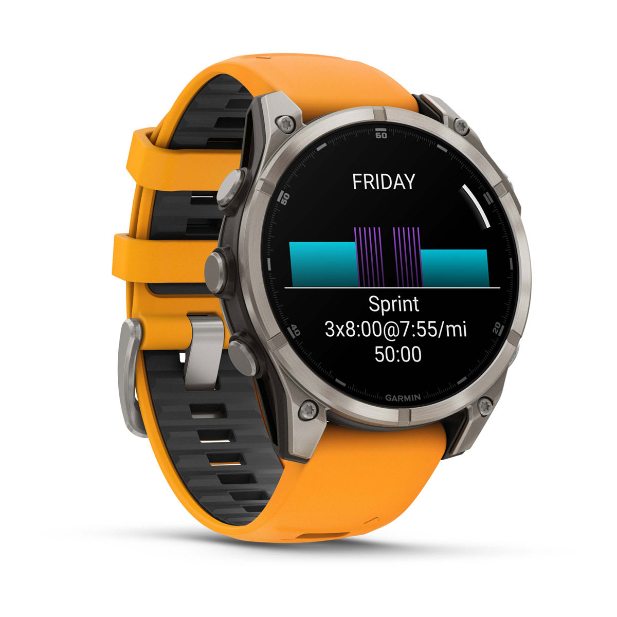 Garmin fenix 8 47mm AMOLED Sapphire GPS Smartwatch - Bare Titanium/Spark Orange