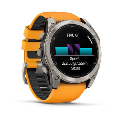 Garmin fenix 8 51mm AMOLED Sapphire GPS Smartwatch - Bare Titanium/Spark Orange