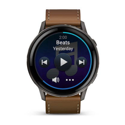 Garmin Venu 4 GPS Smartwatch 45mm - Slate/Black + Brown Leather Band