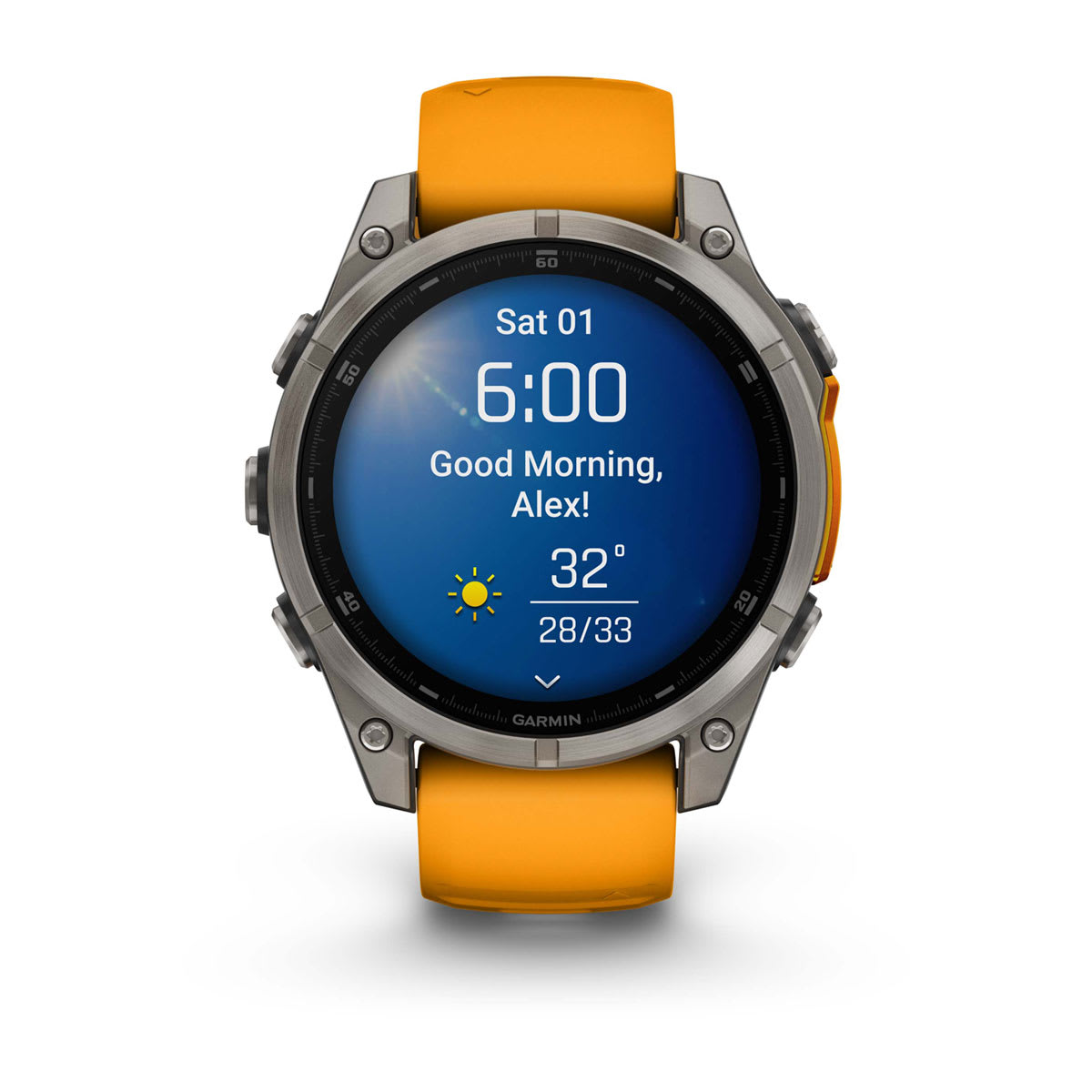 Garmin fenix 8 47mm AMOLED Sapphire GPS Smartwatch - Bare Titanium/Spark Orange