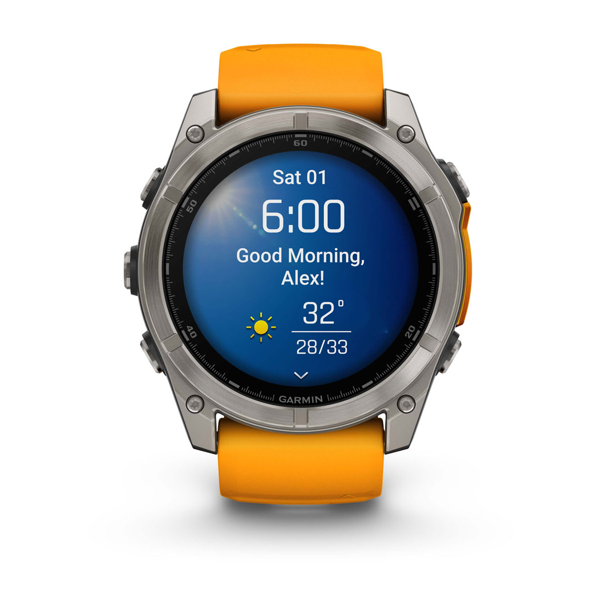 Garmin fenix 8 51mm AMOLED Sapphire GPS Smartwatch - Bare Titanium/Spark Orange