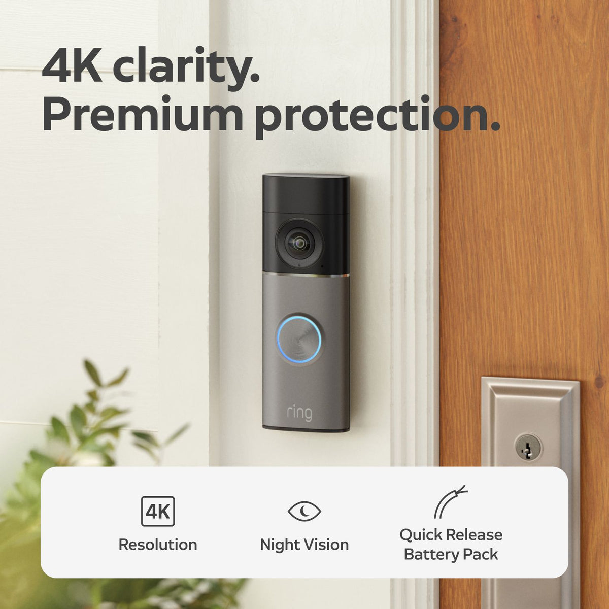 Ring Battery Doorbell Pro 4K Wire Free Video Doorbell