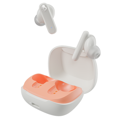 Skullcandy Smokin Buds True Wireless Earbuds - Bone/Orange Glow
